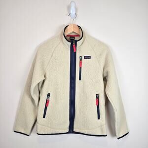 Patagonia Kids Retro Pile Jacket Size XL/14 El Cap Khaki Fleece Full Zip Coat